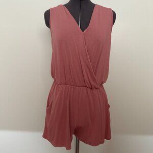 Rose Sleeveless Romper by Enough About Me – Elastic Waist, Pockets, Size S/M